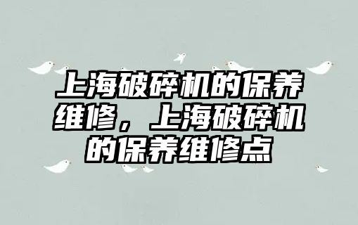 上海破碎機的保養(yǎng)維修，上海破碎機的保養(yǎng)維修點