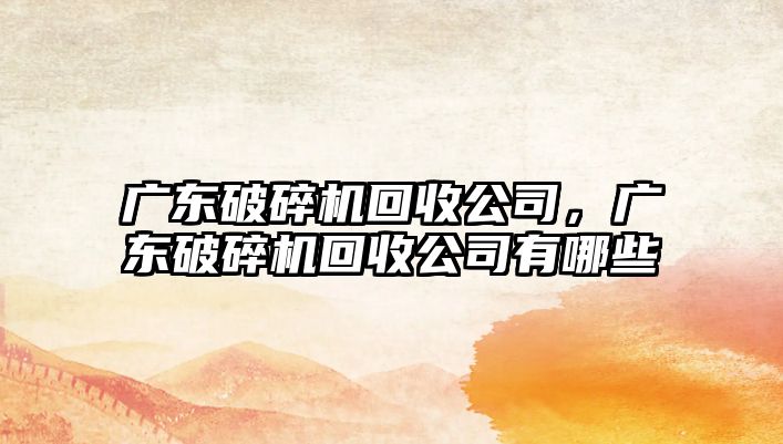 廣東破碎機(jī)回收公司，廣東破碎機(jī)回收公司有哪些